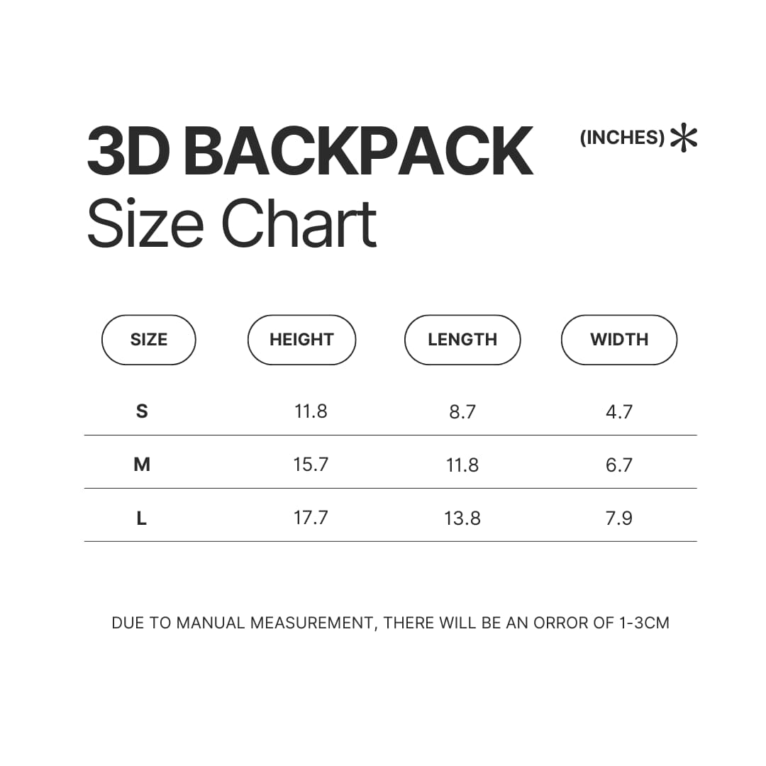 3D Backpack Size Chart - Dorohedoro Merch