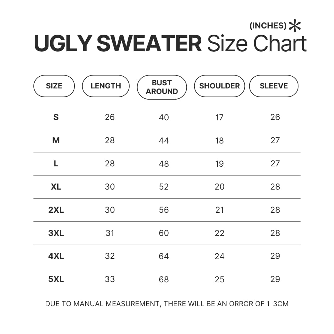 Ugly Sweater Size Chart - Dorohedoro Merch